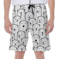 Cute Polar Bear Pattern Print Men's Beach Shorts