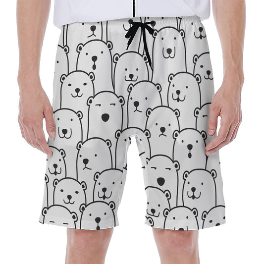 Cute Polar Bear Pattern Print Men's Beach Shorts