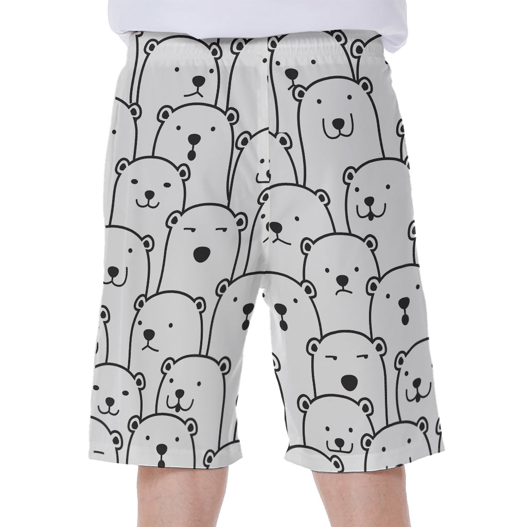 Cute Polar Bear Pattern Print Men's Beach Shorts
