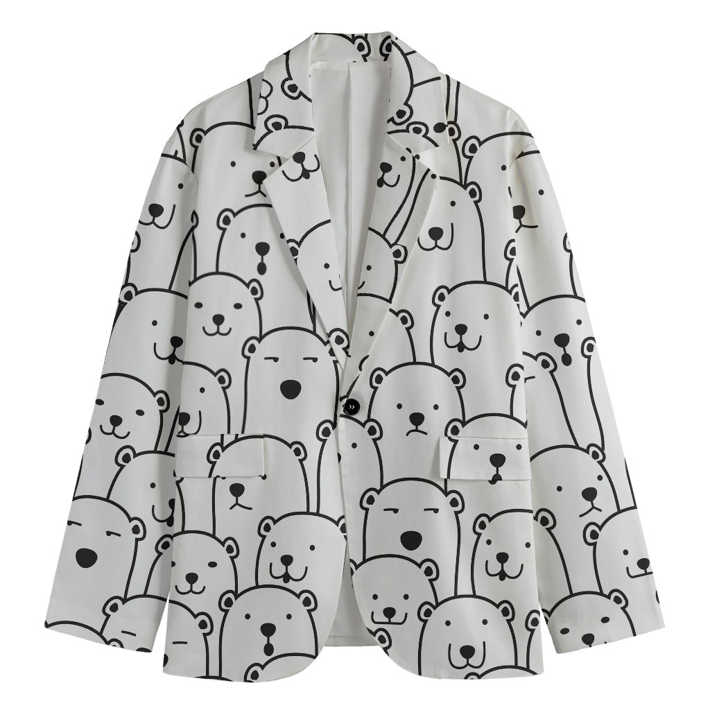 Cute Polar Bear Pattern Print Men's Blazer