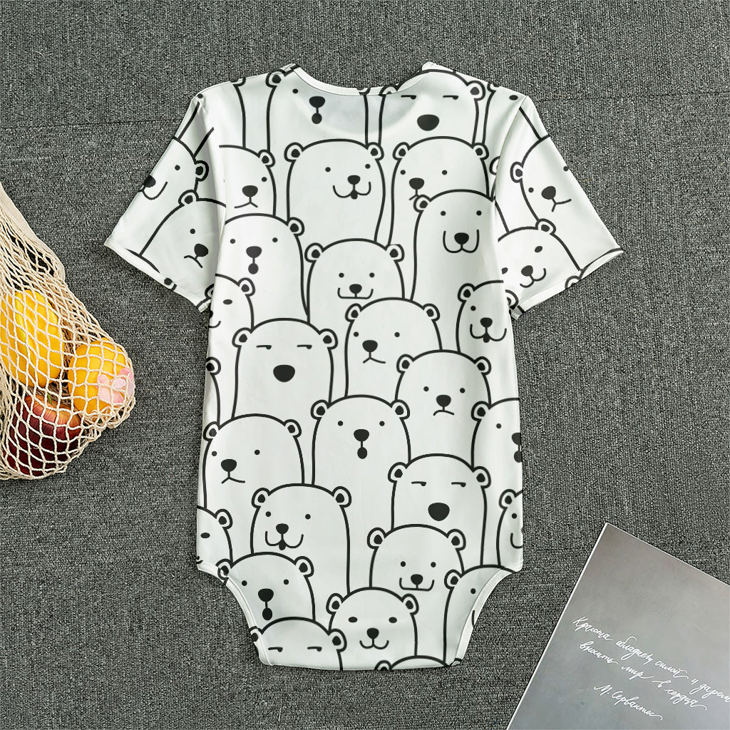 Cute Polar Bear Pattern Print Men's Bodysuit