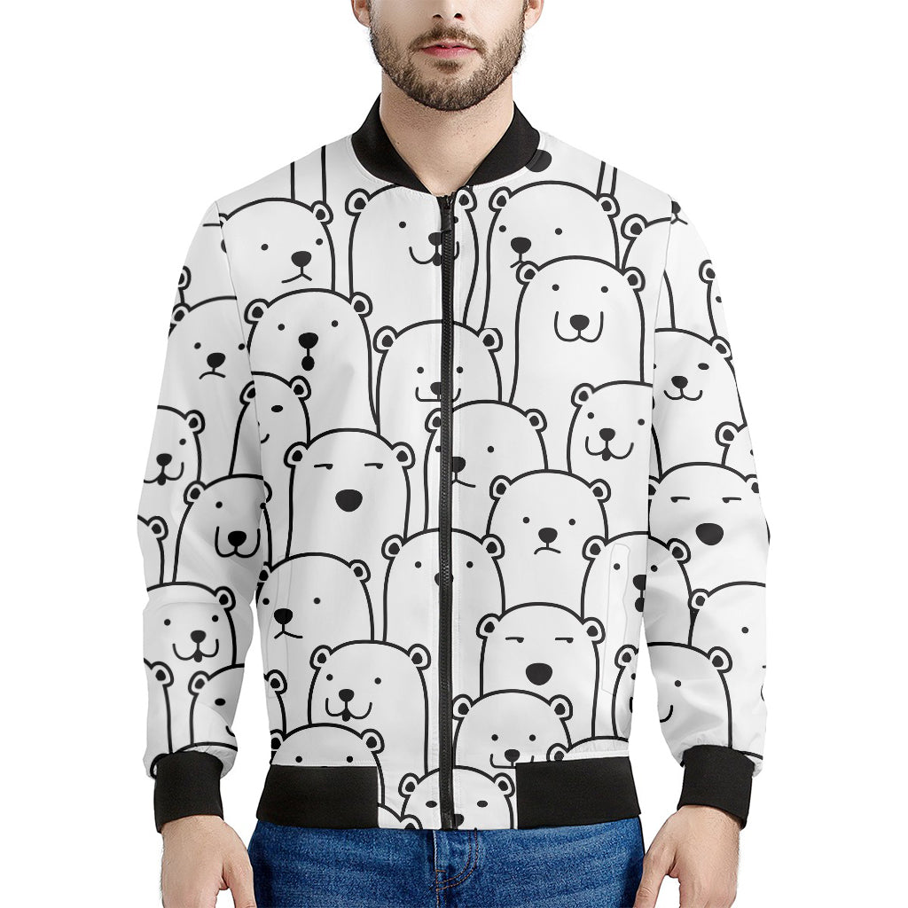 Cute Polar Bear Pattern Print Men's Bomber Jacket