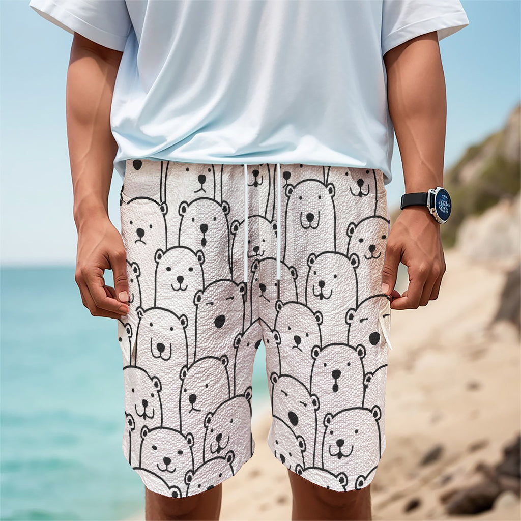 Cute Polar Bear Pattern Print Men's Cargo Shorts