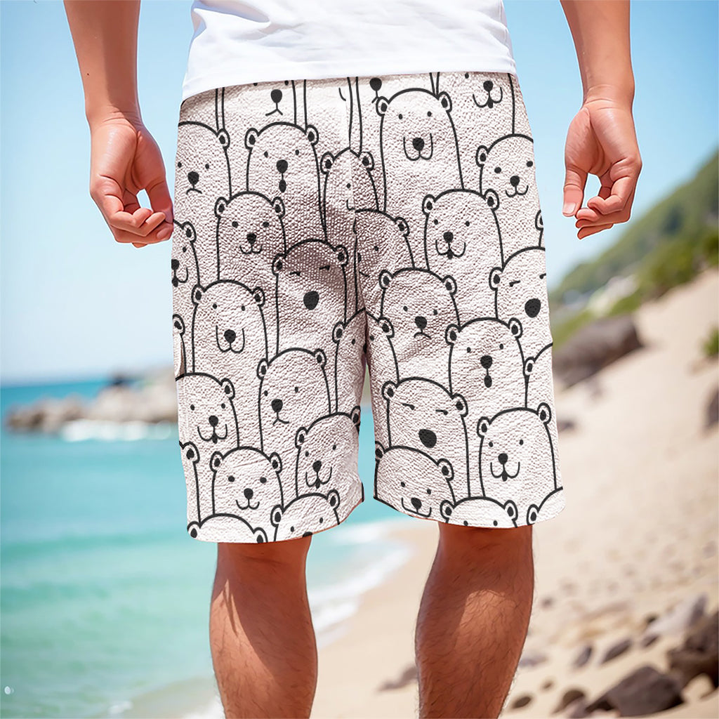 Cute Polar Bear Pattern Print Men's Cargo Shorts