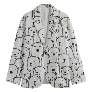 Cute Polar Bear Pattern Print Men's Cotton Blazer