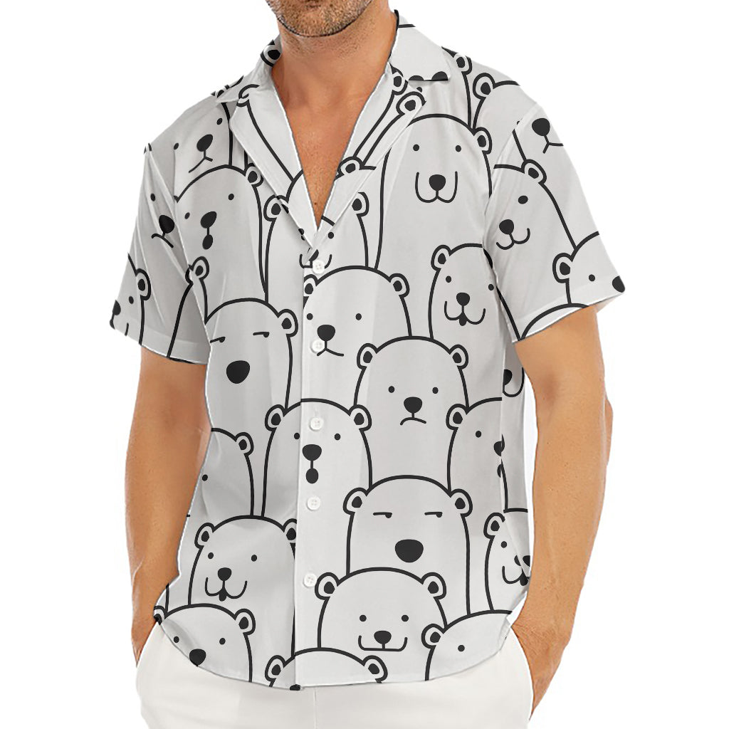 Cute Polar Bear Pattern Print Men's Deep V-Neck Shirt