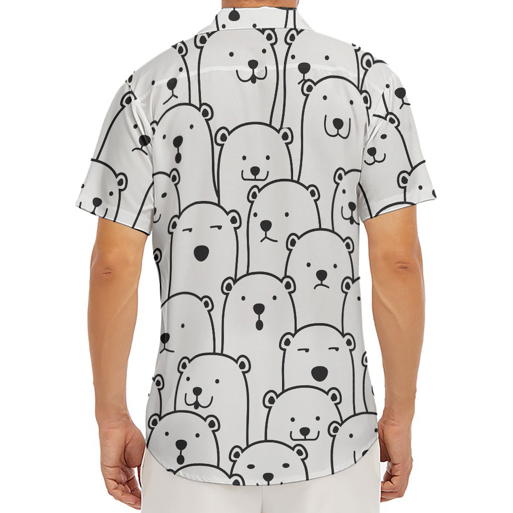 Cute Polar Bear Pattern Print Men's Deep V-Neck Shirt