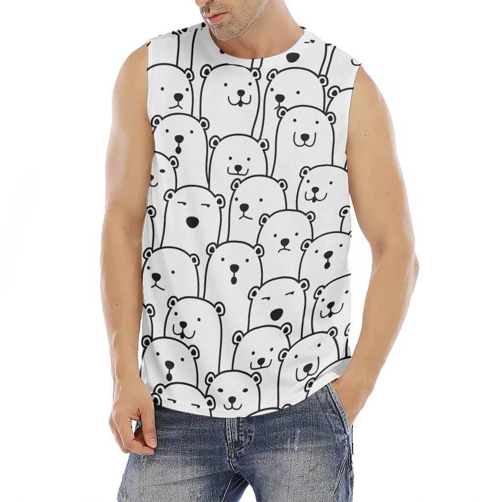 Cute Polar Bear Pattern Print Men's Fitness Tank Top
