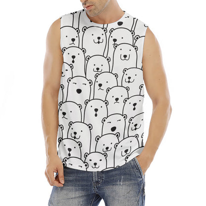 Cute Polar Bear Pattern Print Men's Fitness Tank Top