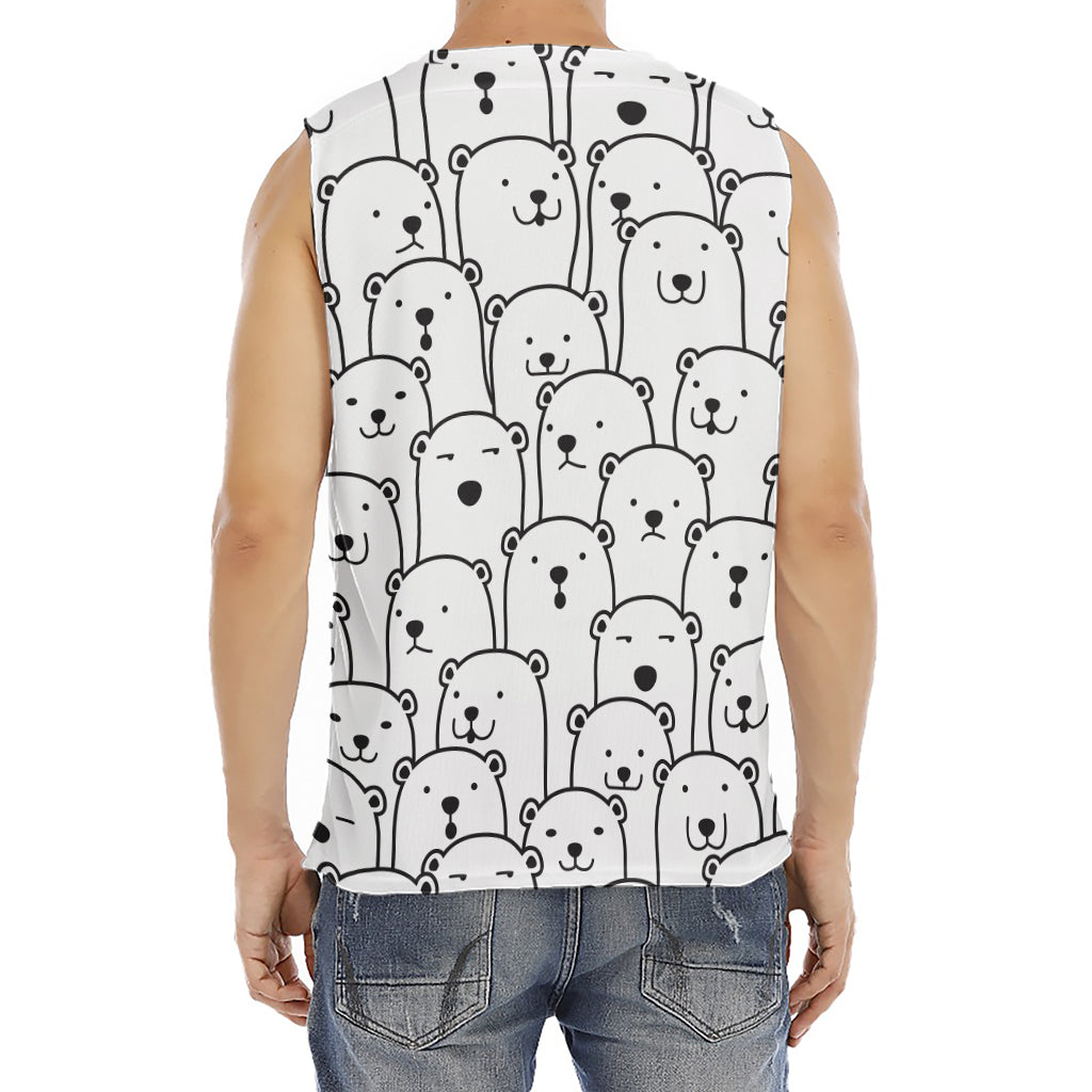 Cute Polar Bear Pattern Print Men's Fitness Tank Top