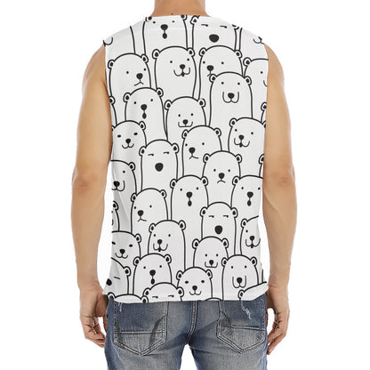 Cute Polar Bear Pattern Print Men's Fitness Tank Top