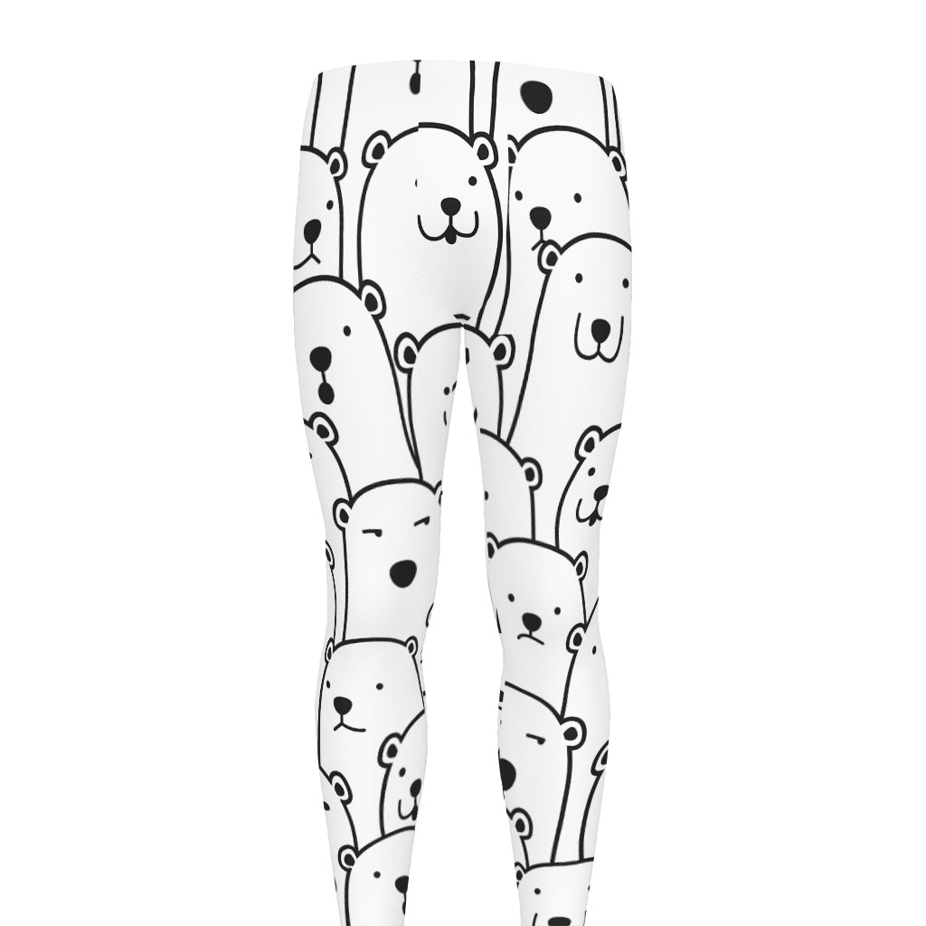 Cute Polar Bear Pattern Print Men's leggings