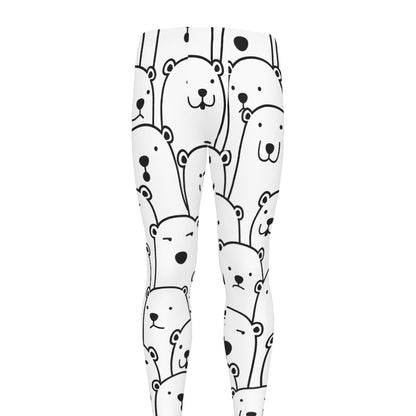 Cute Polar Bear Pattern Print Men's leggings