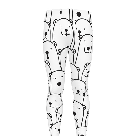Cute Polar Bear Pattern Print Men's leggings