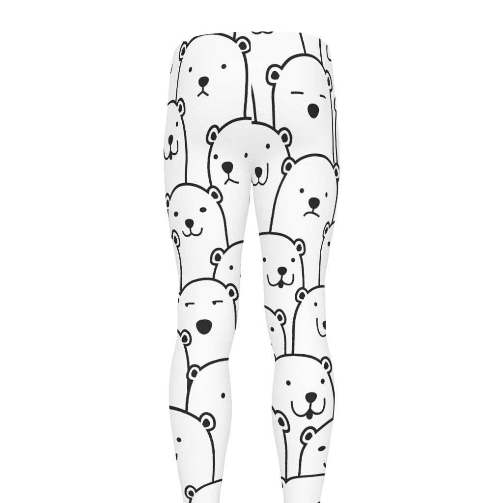 Cute Polar Bear Pattern Print Men's leggings