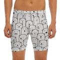 Cute Polar Bear Pattern Print Men's Long Boxer Briefs