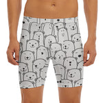 Cute Polar Bear Pattern Print Men's Long Boxer Briefs