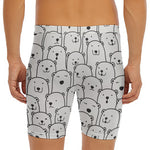 Cute Polar Bear Pattern Print Men's Long Boxer Briefs