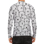Cute Polar Bear Pattern Print Men's Long Sleeve Rash Guard