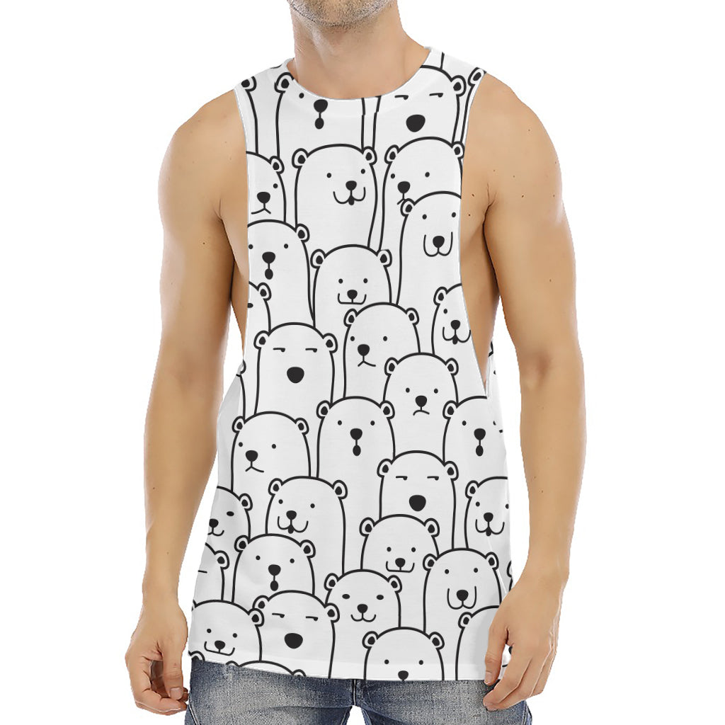Cute Polar Bear Pattern Print Men's Muscle Tank Top