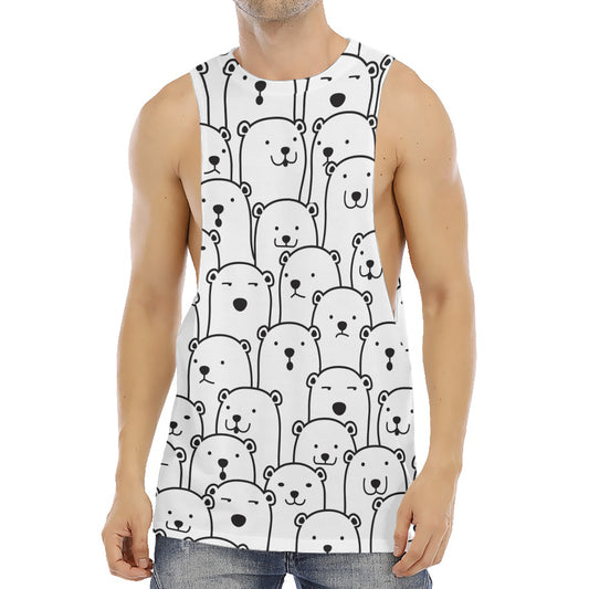 Cute Polar Bear Pattern Print Men's Muscle Tank Top
