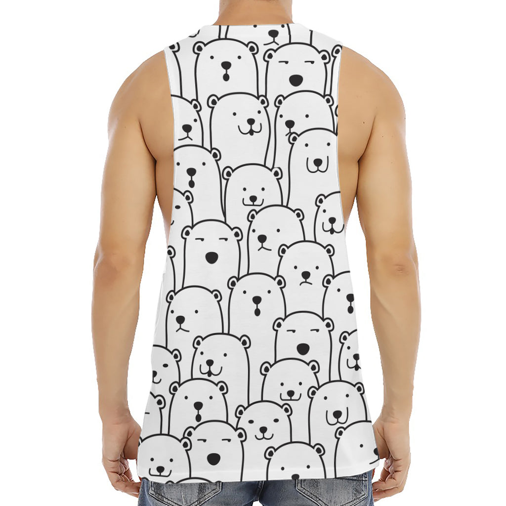 Cute Polar Bear Pattern Print Men's Muscle Tank Top