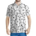 Cute Polar Bear Pattern Print Men's Polo Shirt