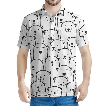 Cute Polar Bear Pattern Print Men's Polo Shirt