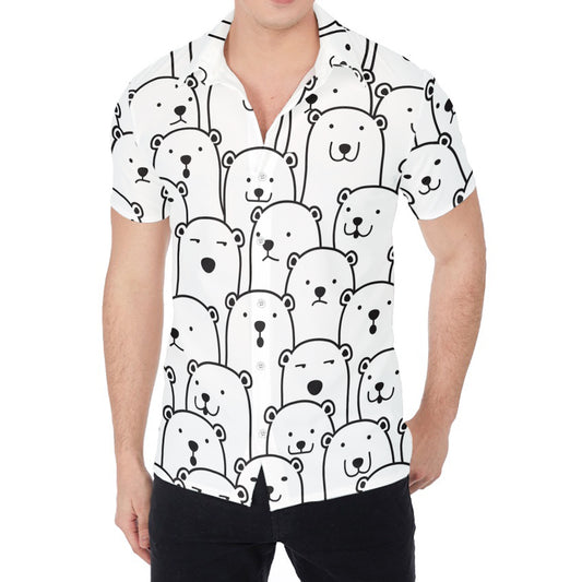 Cute Polar Bear Pattern Print Men's Shirt