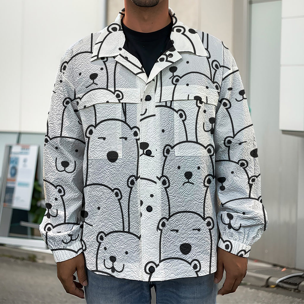 Cute Polar Bear Pattern Print Men's Shirt Jacket