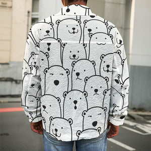 Cute Polar Bear Pattern Print Men's Shirt Jacket