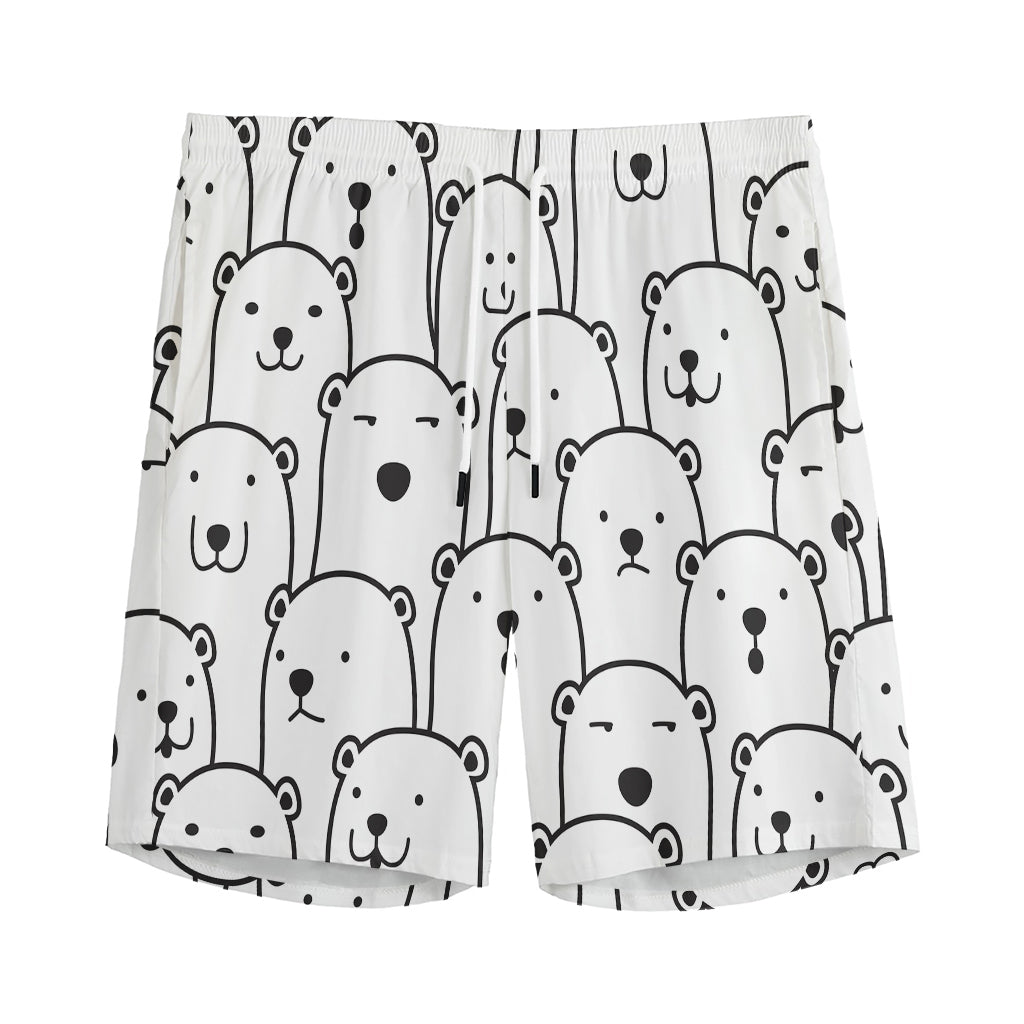 Cute Polar Bear Pattern Print Men's Sports Shorts
