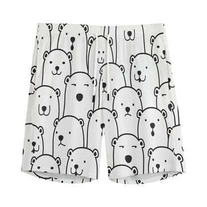 Cute Polar Bear Pattern Print Men's Sports Shorts