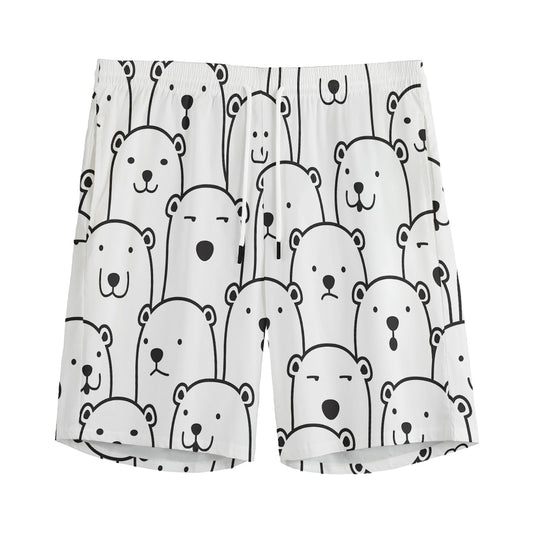Cute Polar Bear Pattern Print Men's Sports Shorts