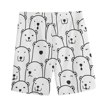 Cute Polar Bear Pattern Print Men's Sports Shorts