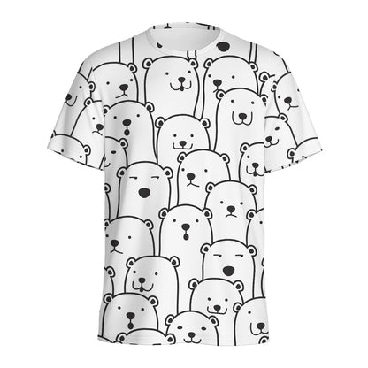 Cute Polar Bear Pattern Print Men's Sports T-Shirt