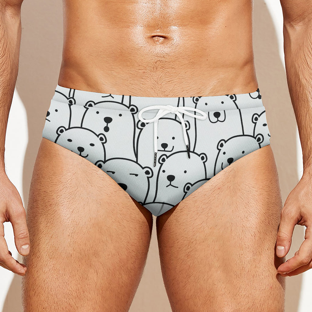 Cute Polar Bear Pattern Print Men's Swim Briefs