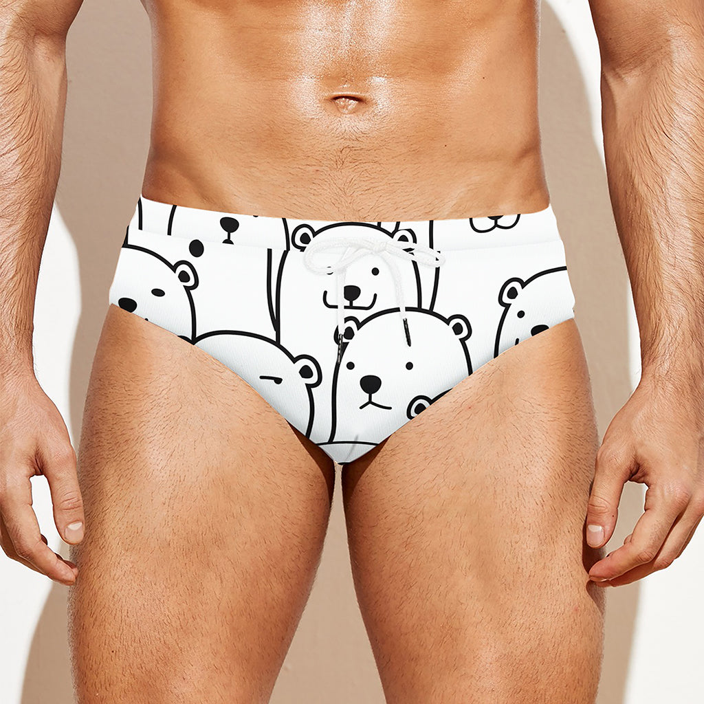 Cute Polar Bear Pattern Print Men's Swim Briefs