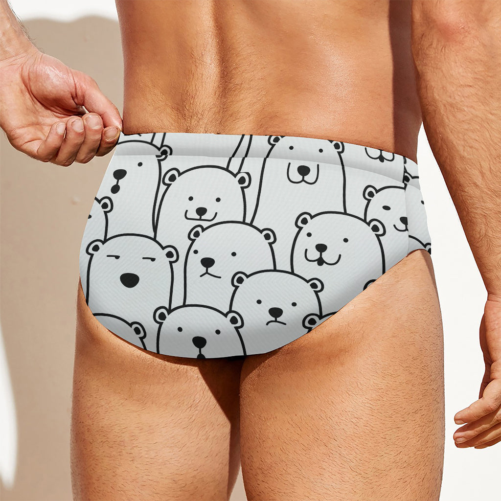 Cute Polar Bear Pattern Print Men's Swim Briefs