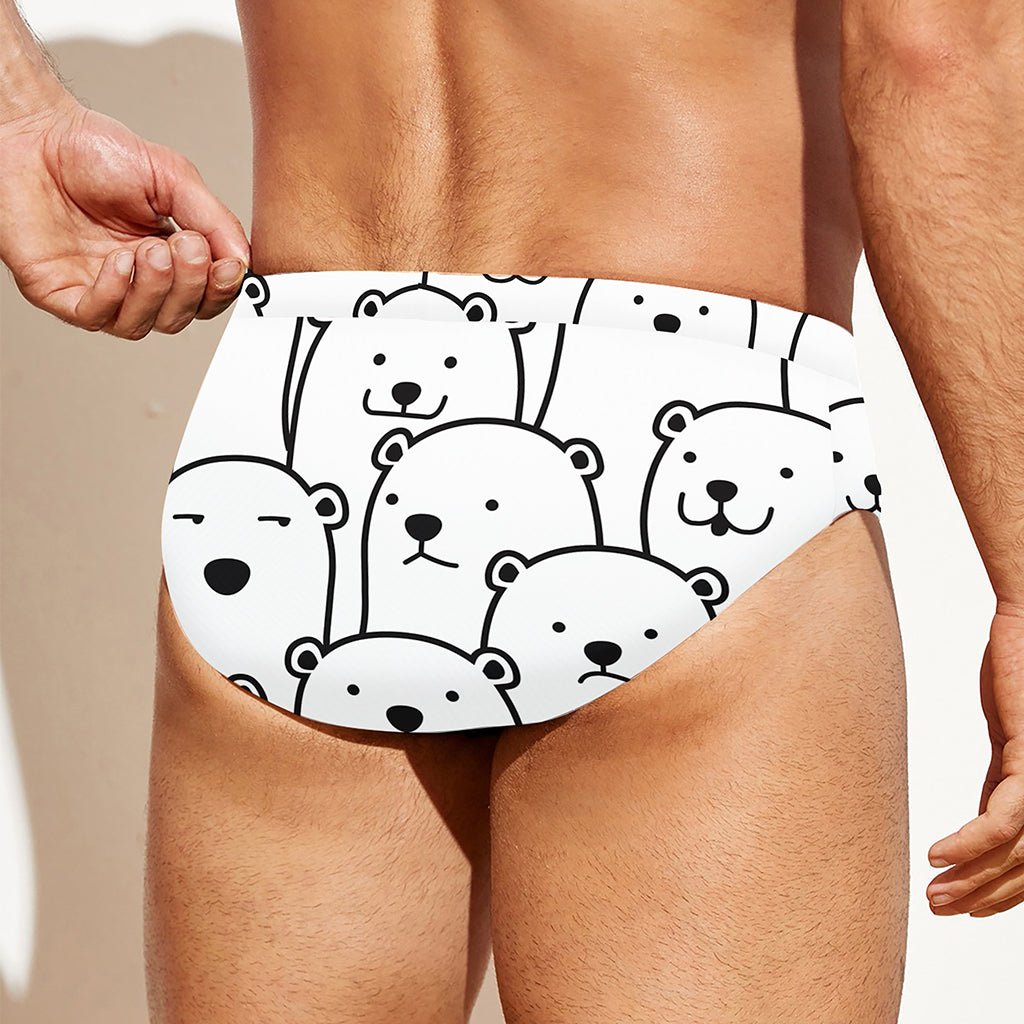 Cute Polar Bear Pattern Print Men's Swim Briefs