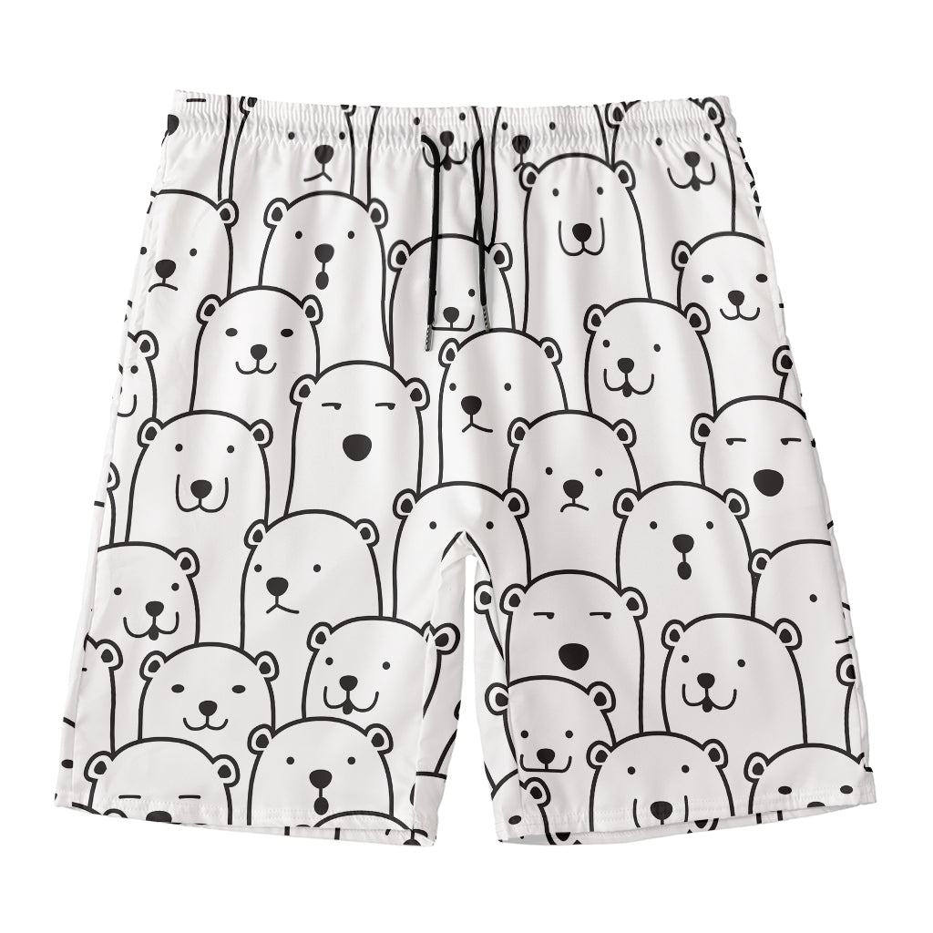 Cute Polar Bear Pattern Print Men's Swim Trunks