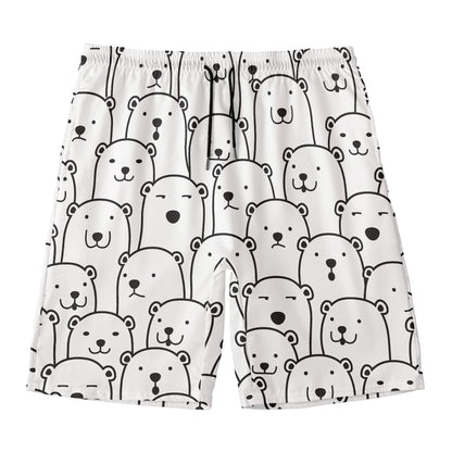 Cute Polar Bear Pattern Print Men's Swim Trunks