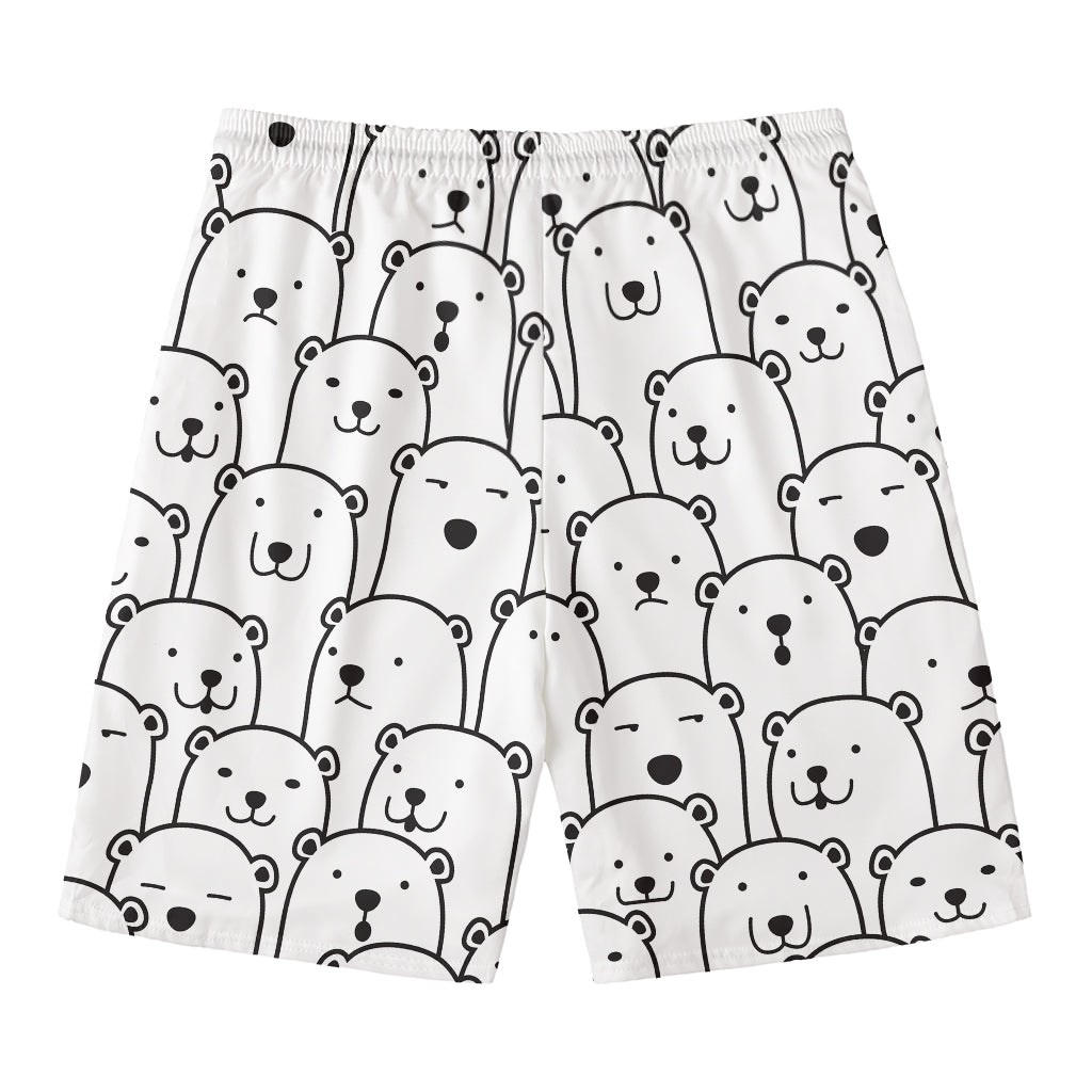 Cute Polar Bear Pattern Print Men's Swim Trunks