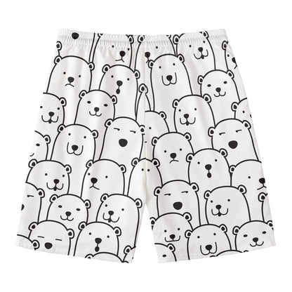 Cute Polar Bear Pattern Print Men's Swim Trunks