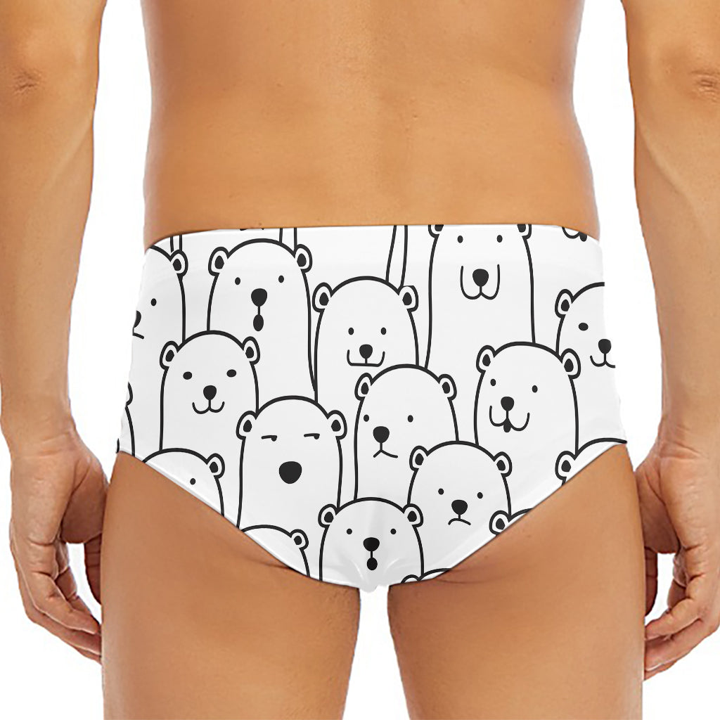 Cute Polar Bear Pattern Print Men's Triangle Swim Briefs