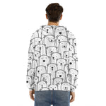Cute Polar Bear Pattern Print Men's Velvet Pullover Hoodie