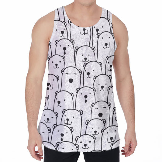 Cute Polar Bear Pattern Print Men's Velvet Tank Top