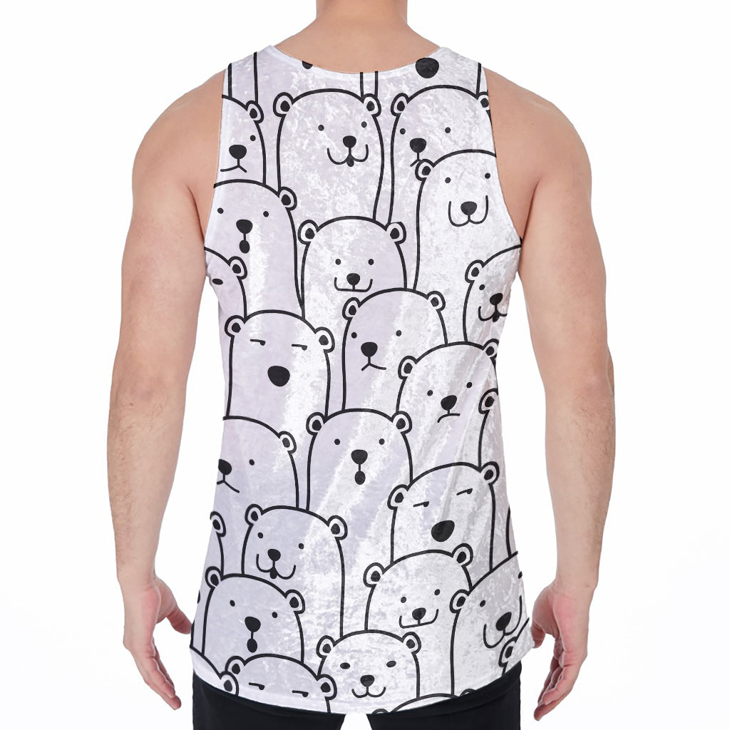 Cute Polar Bear Pattern Print Men's Velvet Tank Top