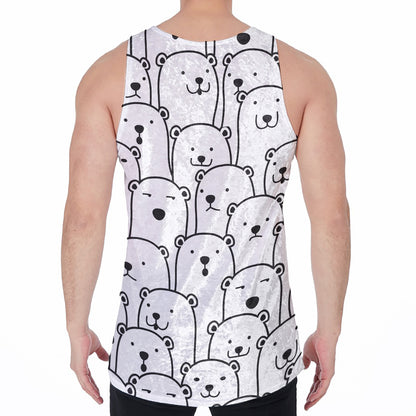 Cute Polar Bear Pattern Print Men's Velvet Tank Top