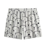 Cute Polar Bear Pattern Print Mesh Shorts
